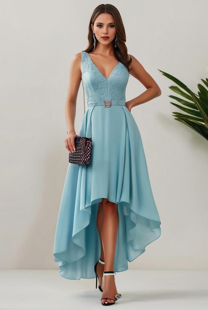 plus size sequin high low deep v neck tulle evening dresses 118905