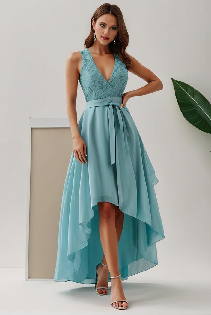 plus size sequin high low deep v neck tulle evening dresses 118906
