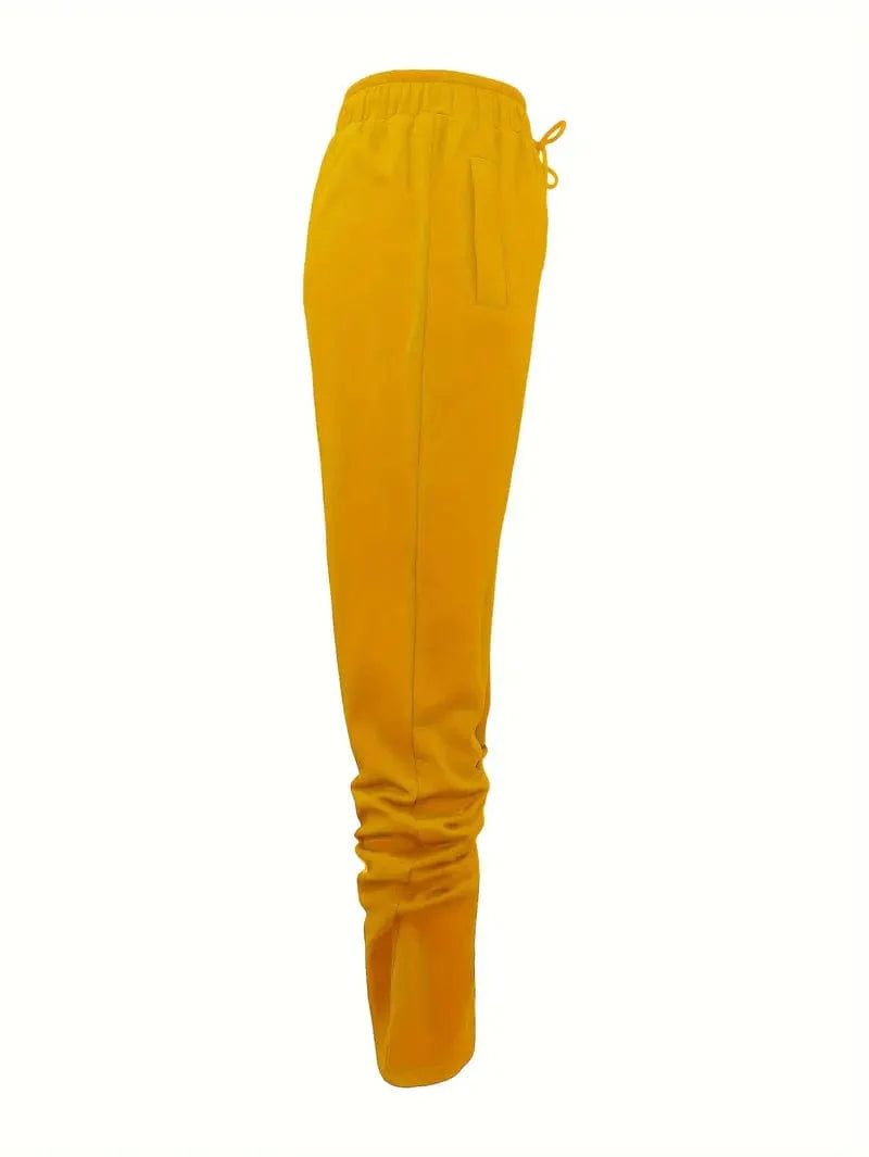 Long Drawstring Pants with Dual Pockets for Women's Fall & Winter Wear