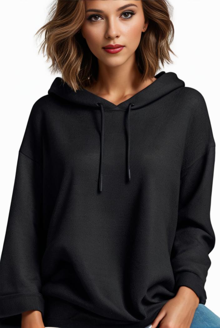 plus size casual hoodie women s plus solid ribbed long sleeve slight stretch hoodie drawstring sweatshirt 135557