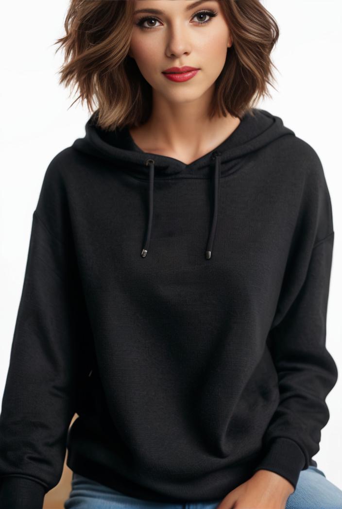plus size casual hoodie women s plus solid ribbed long sleeve slight stretch hoodie drawstring sweatshirt 135558