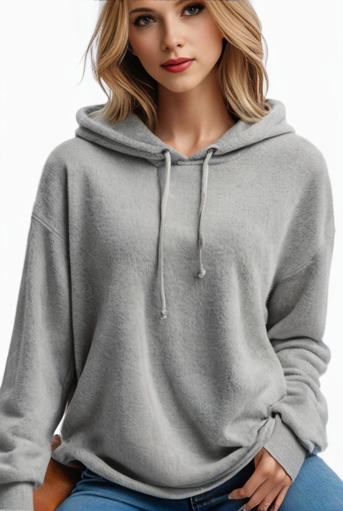 plus size casual hoodie women s plus solid ribbed long sleeve slight stretch hoodie drawstring sweatshirt 135578