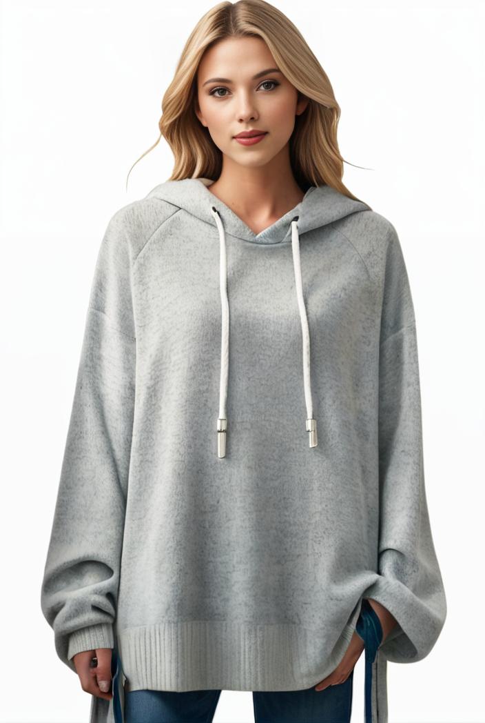 plus size casual hoodie women s plus solid ribbed long sleeve slight stretch hoodie drawstring sweatshirt 135587