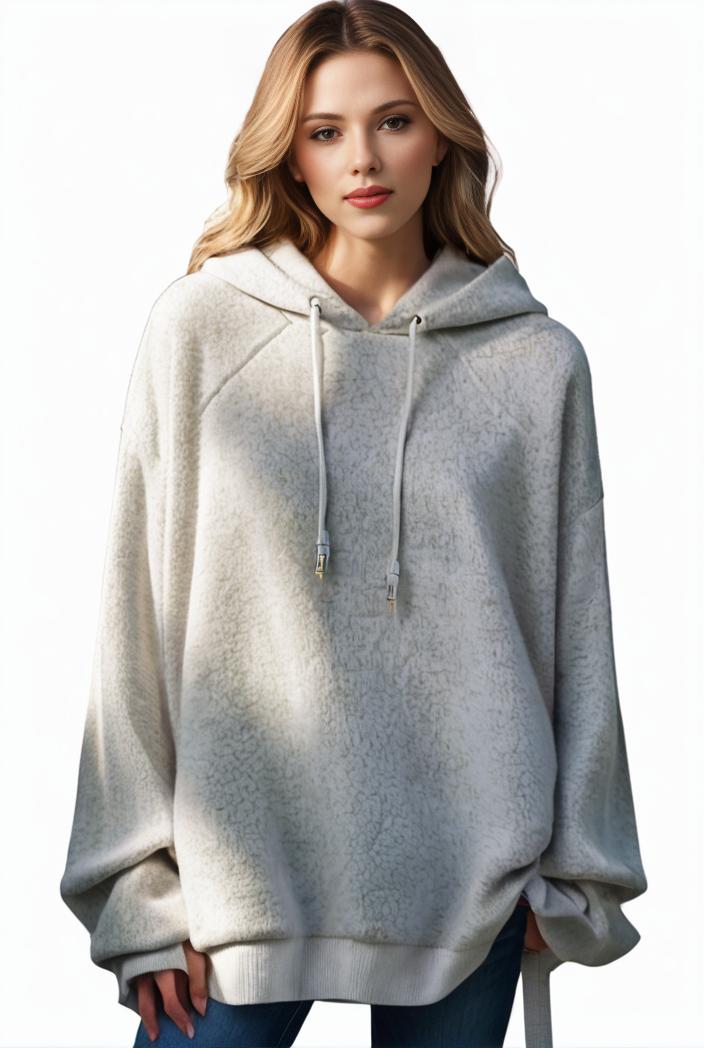 plus size casual hoodie women s plus solid ribbed long sleeve slight stretch hoodie drawstring sweatshirt 135588