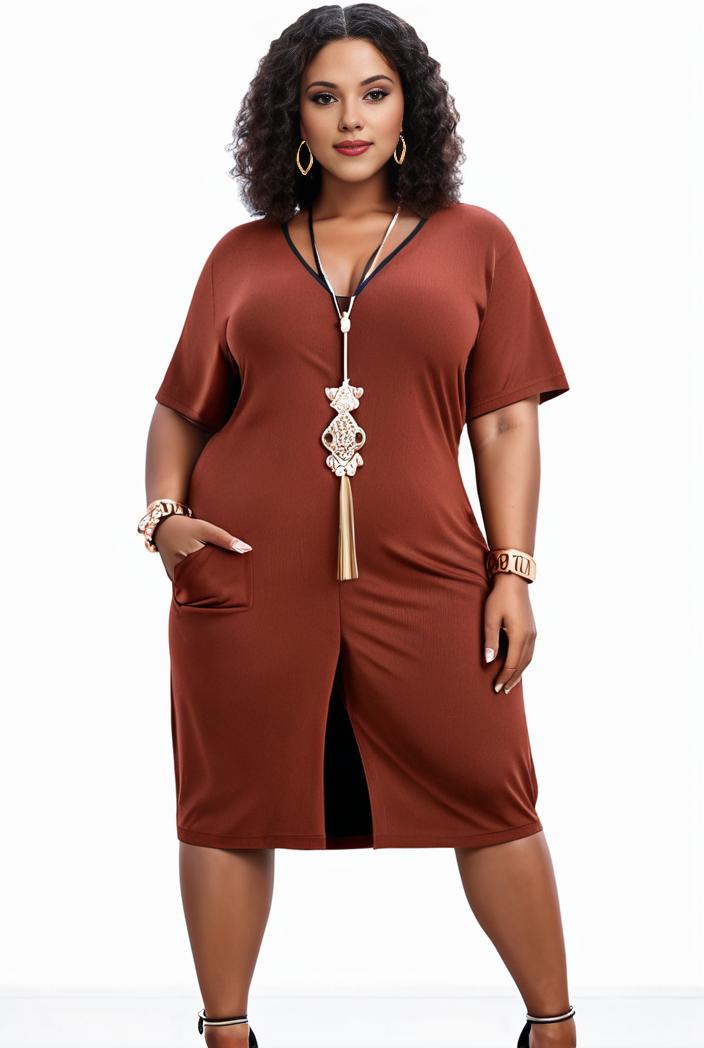 plus size faith letter print short sleeve midi dress with pockets women s plus slight stretch casual dress 135858