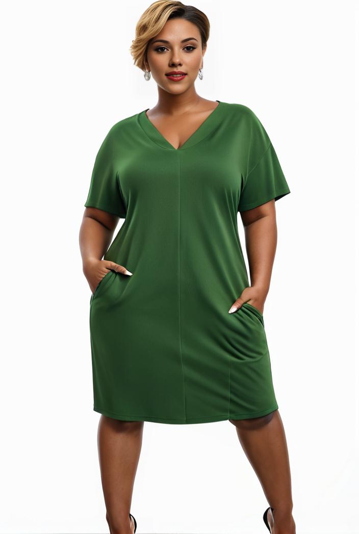 plus size faith letter print short sleeve midi dress with pockets women s plus slight stretch casual dress 135863