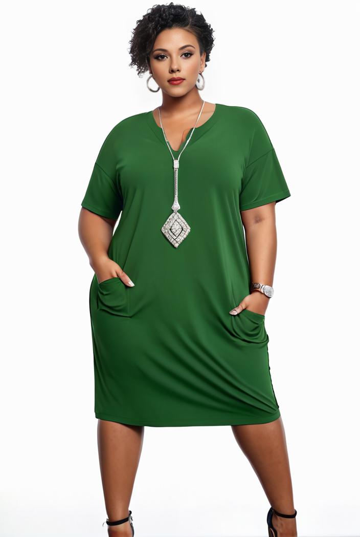 plus size faith letter print short sleeve midi dress with pockets women s plus slight stretch casual dress 135866