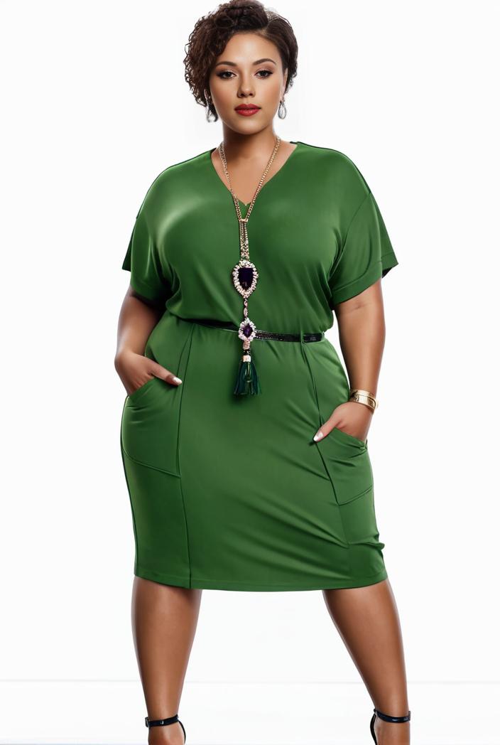 plus size faith letter print short sleeve midi dress with pockets women s plus slight stretch casual dress 135868