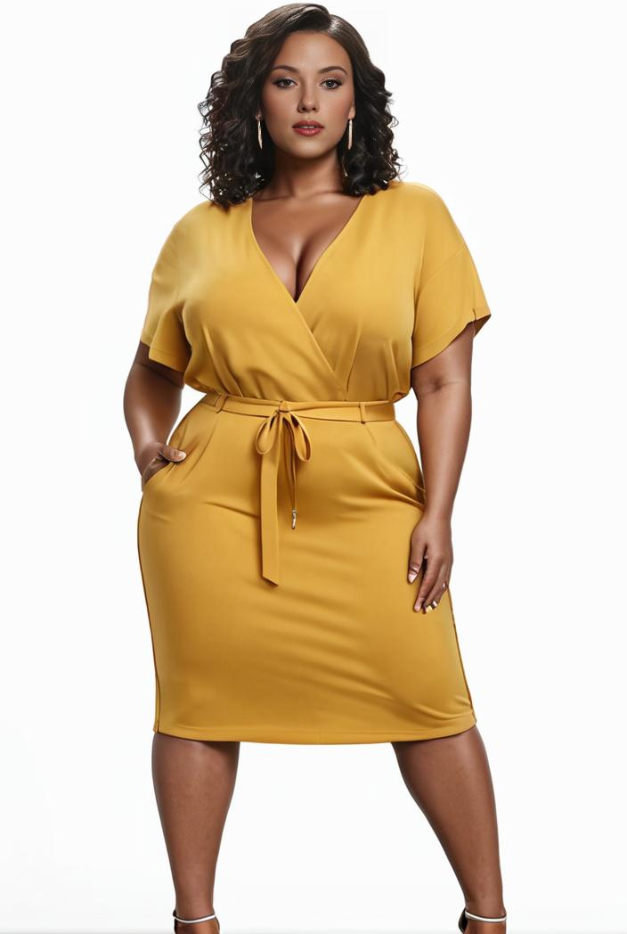 plus size faith letter print short sleeve midi dress with pockets women s plus slight stretch casual dress 135889