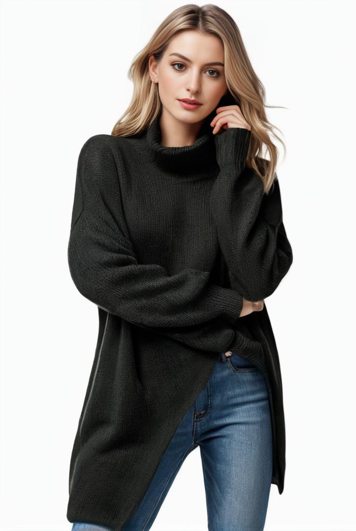 plus size casual sweater women s plus solid tassel trim long sleeve cowl neck high stretch jumper 147664