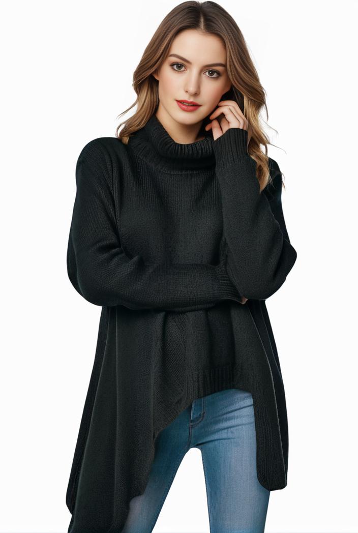 plus size casual sweater women s plus solid tassel trim long sleeve cowl neck high stretch jumper 147665