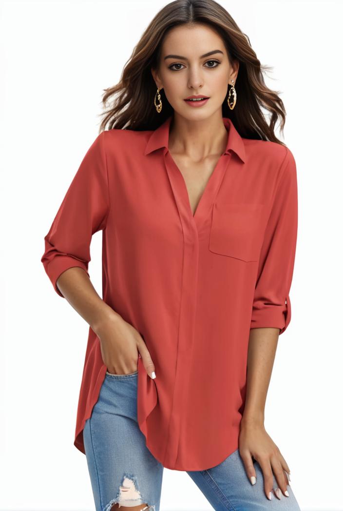 plus size formal shirt women s plus plain long sleeve turn down collar button up workwear shirt 148233