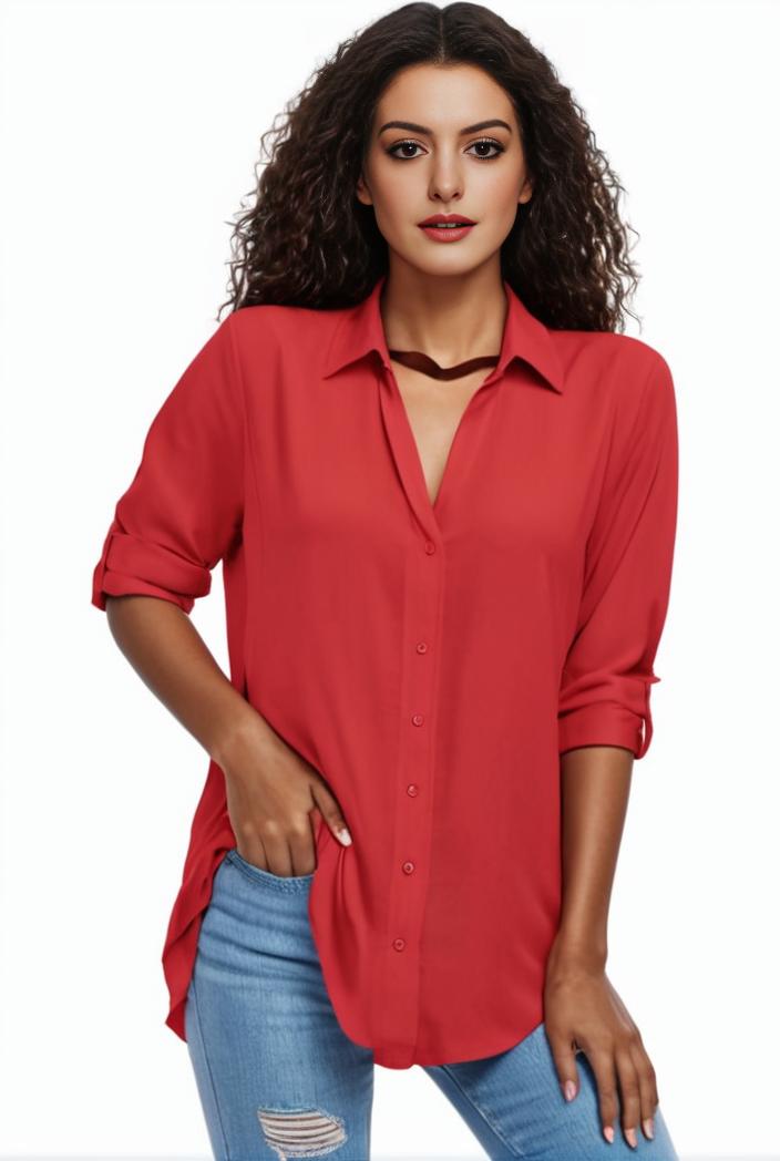 plus size formal shirt women s plus plain long sleeve turn down collar button up workwear shirt 148234