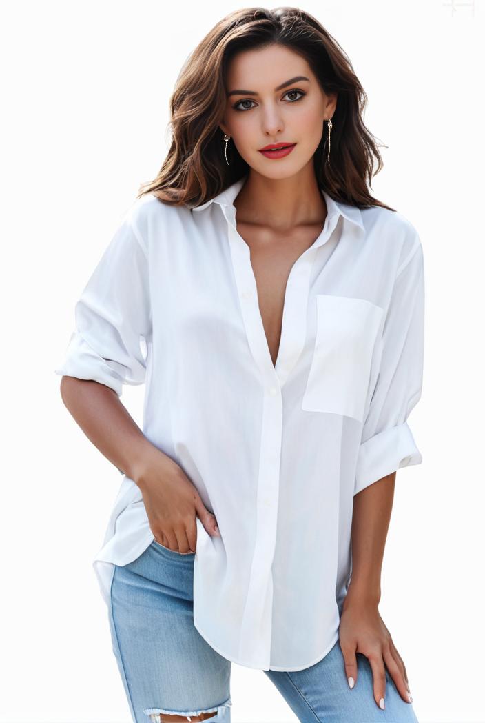 plus size formal shirt women s plus plain long sleeve turn down collar button up workwear shirt 148240