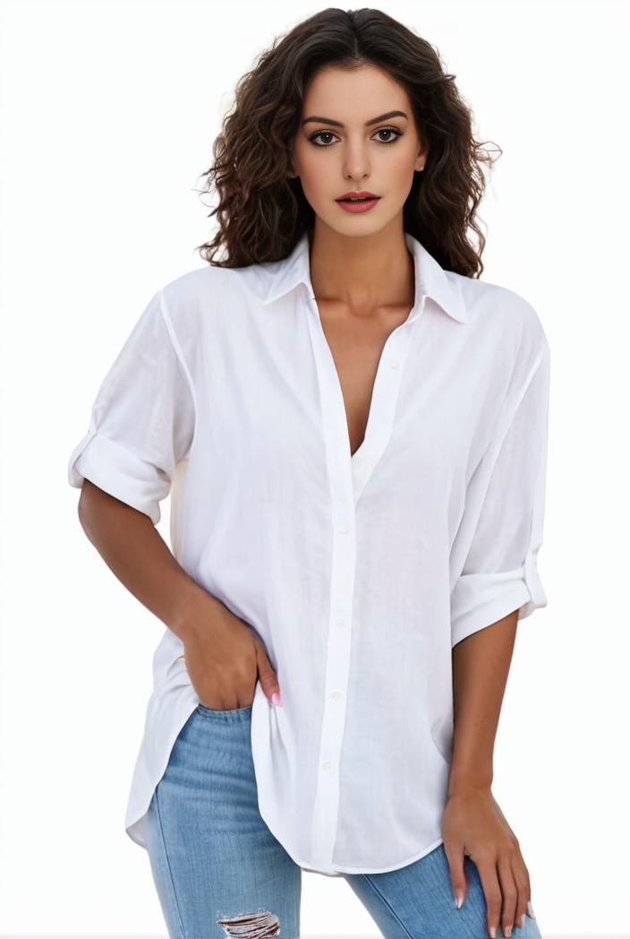 plus size formal shirt women s plus plain long sleeve turn down collar button up workwear shirt 148242