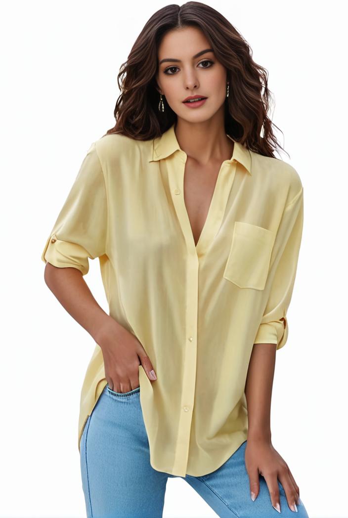 plus size formal shirt women s plus plain long sleeve turn down collar button up workwear shirt 148246