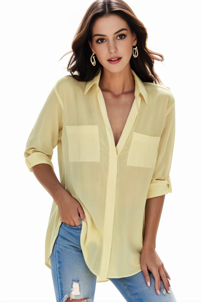 plus size formal shirt women s plus plain long sleeve turn down collar button up workwear shirt 148249