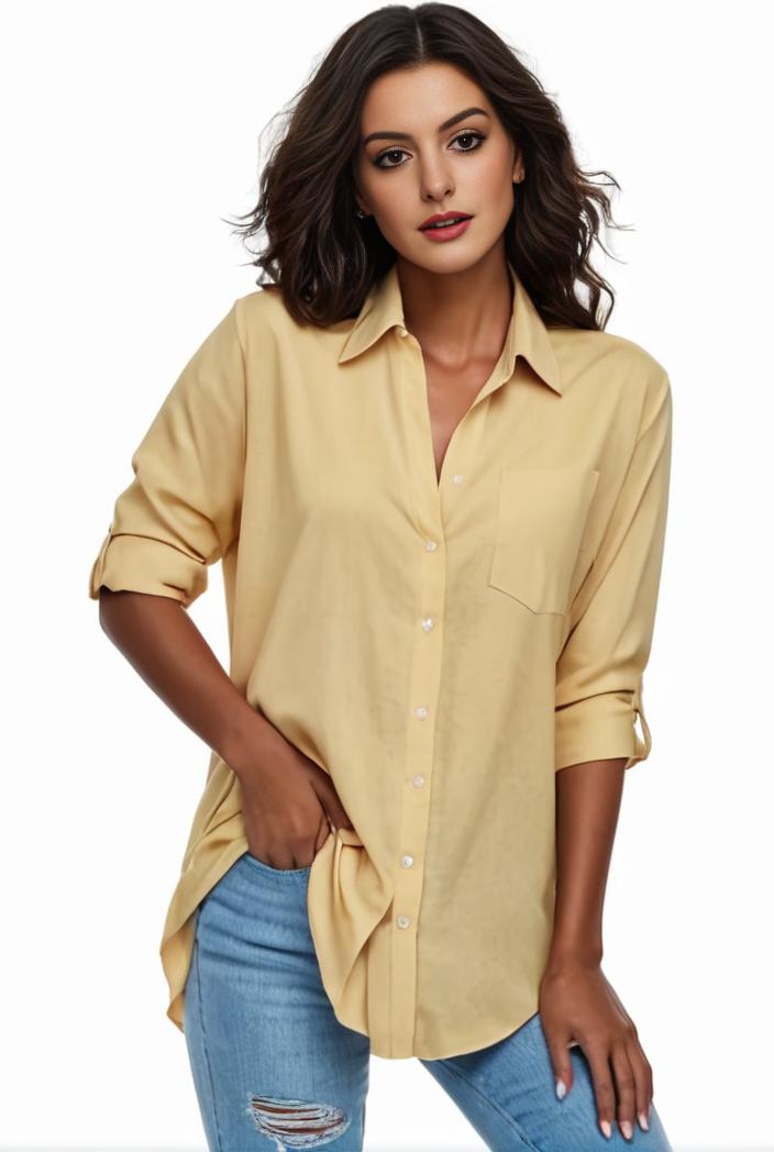 plus size formal shirt women s plus plain long sleeve turn down collar button up workwear shirt 148250
