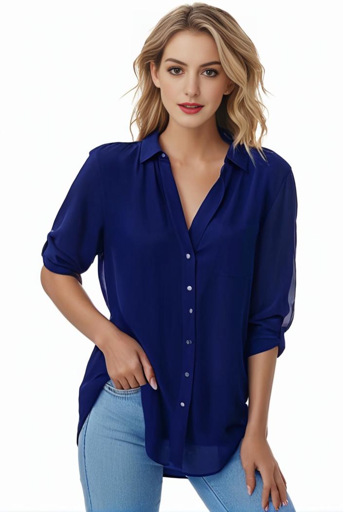 plus size formal shirt women s plus plain long sleeve turn down collar button up workwear shirt 148254