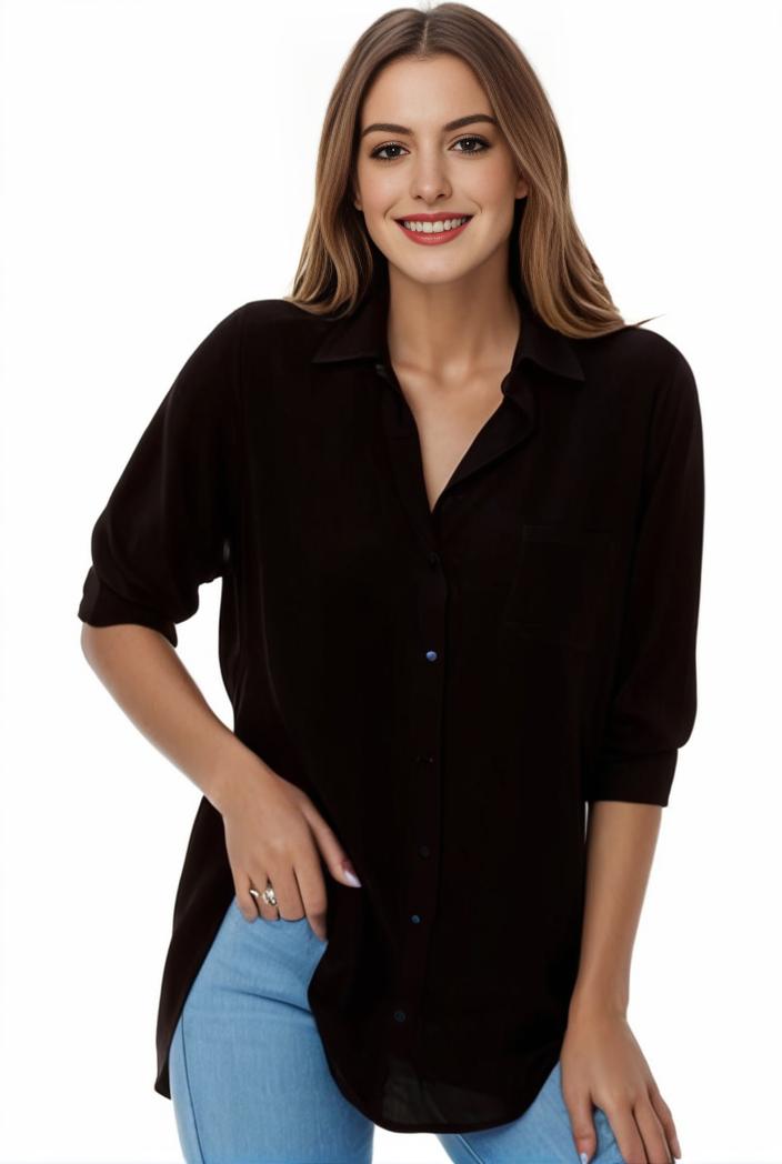 plus size formal shirt women s plus plain long sleeve turn down collar button up workwear shirt 148262