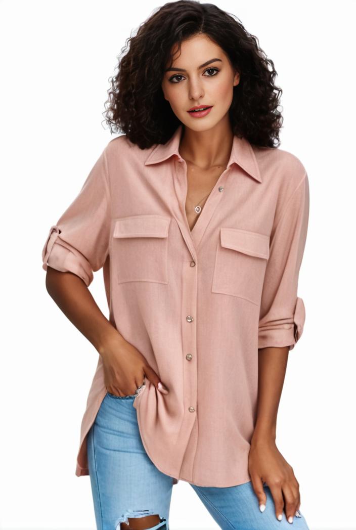 plus size formal shirt women s plus plain long sleeve turn down collar button up workwear shirt 148268