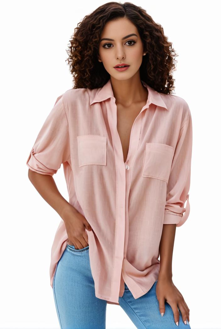 plus size formal shirt women s plus plain long sleeve turn down collar button up workwear shirt 148270