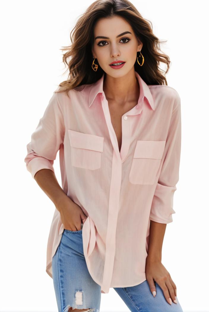 plus size formal shirt women s plus plain long sleeve turn down collar button up workwear shirt 148273