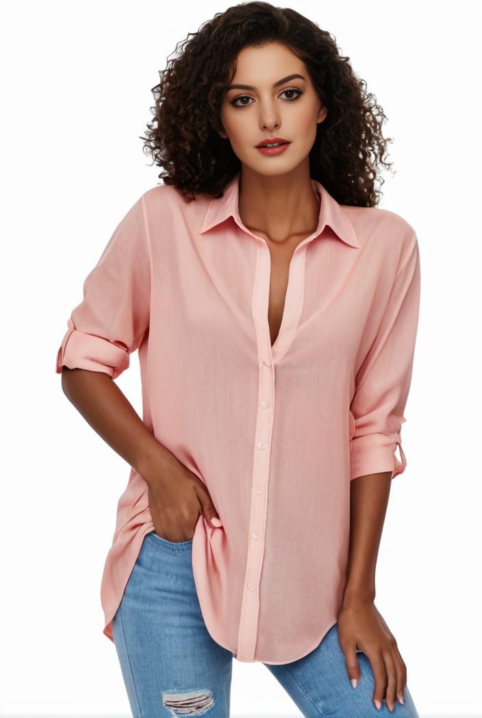 plus size formal shirt women s plus plain long sleeve turn down collar button up workwear shirt 148274