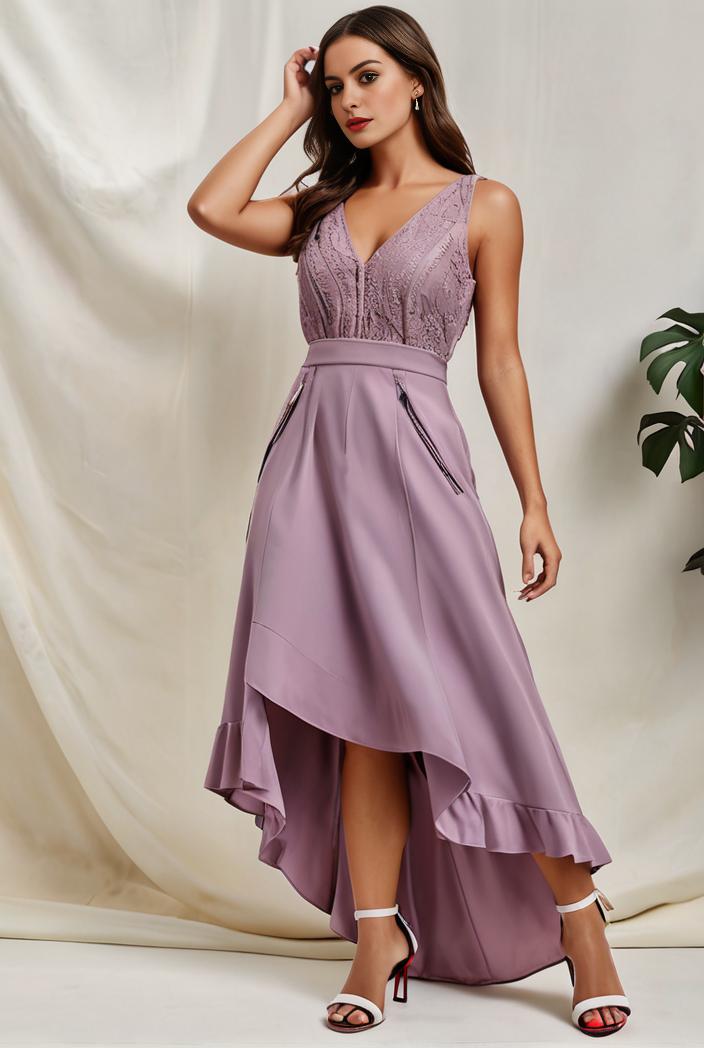 plus size sequin high low deep v neck tulle evening dresses 149723