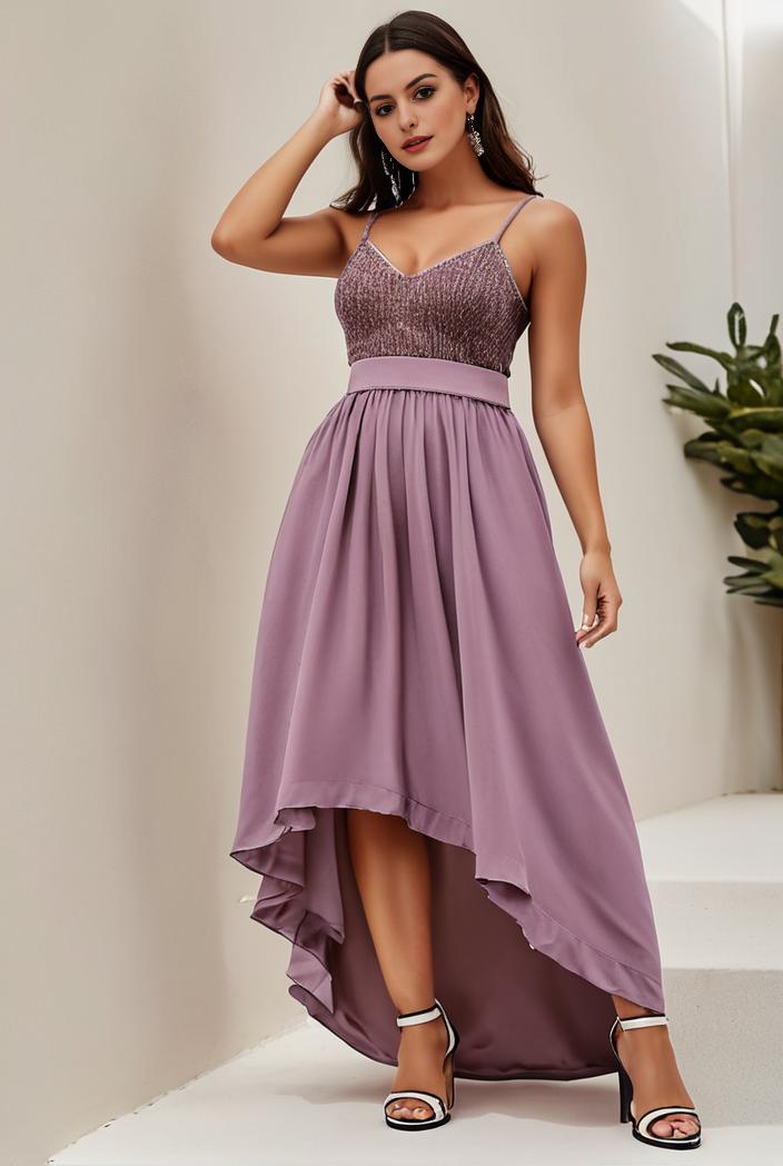 plus size sequin high low deep v neck tulle evening dresses 149727