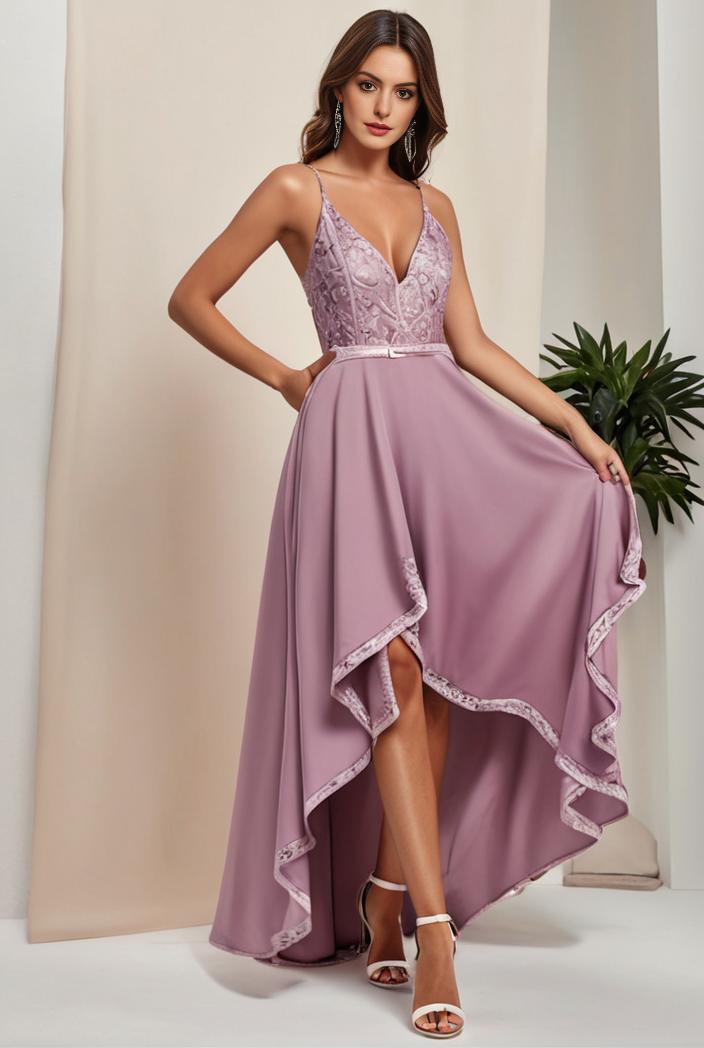 plus size sequin high low deep v neck tulle evening dresses 149738