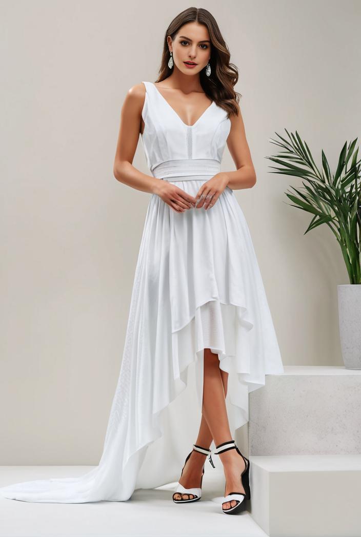 plus size sequin high low deep v neck tulle evening dresses 149770