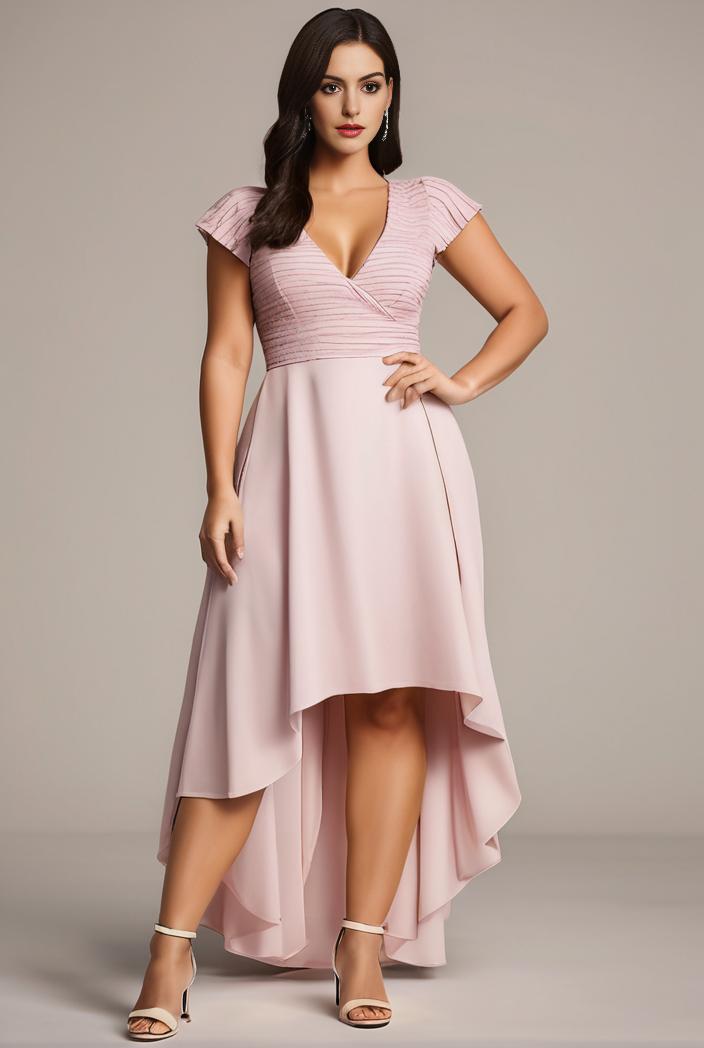 plus size sequin high low deep v neck tulle evening dresses 149783