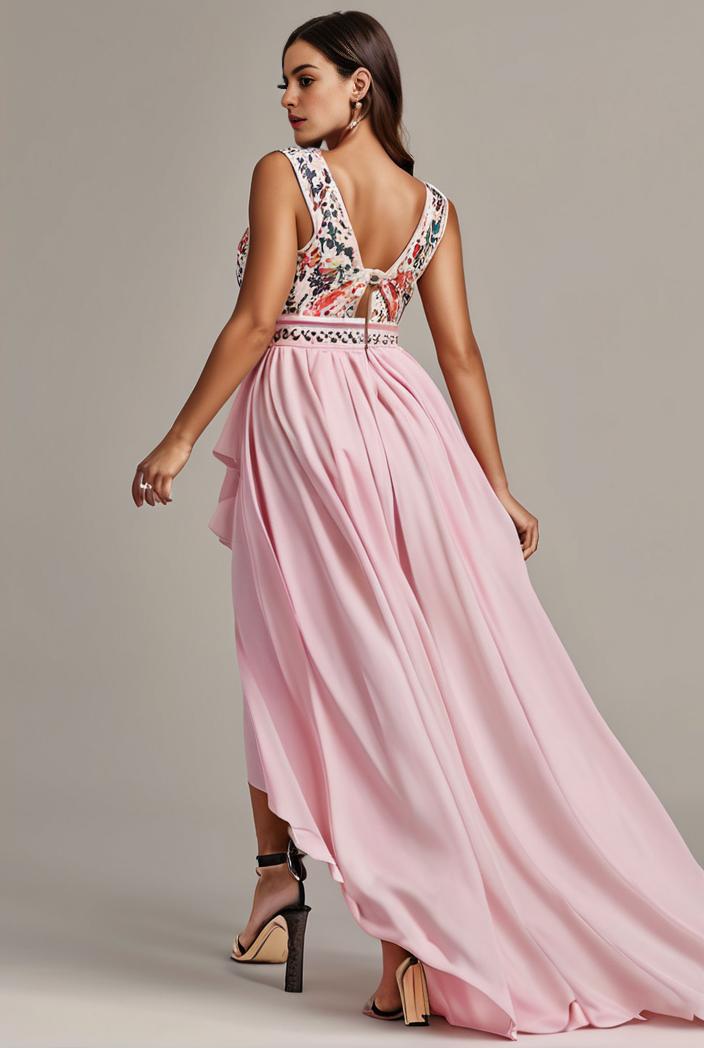 plus size sequin high low deep v neck tulle evening dresses 149789