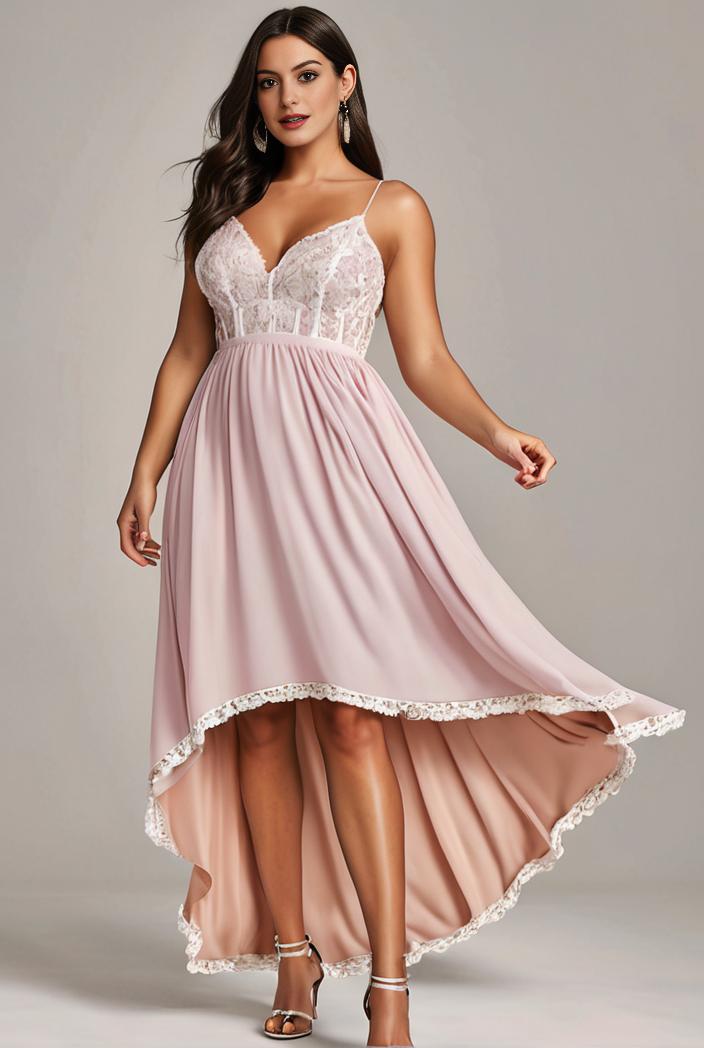plus size sequin high low deep v neck tulle evening dresses 149793