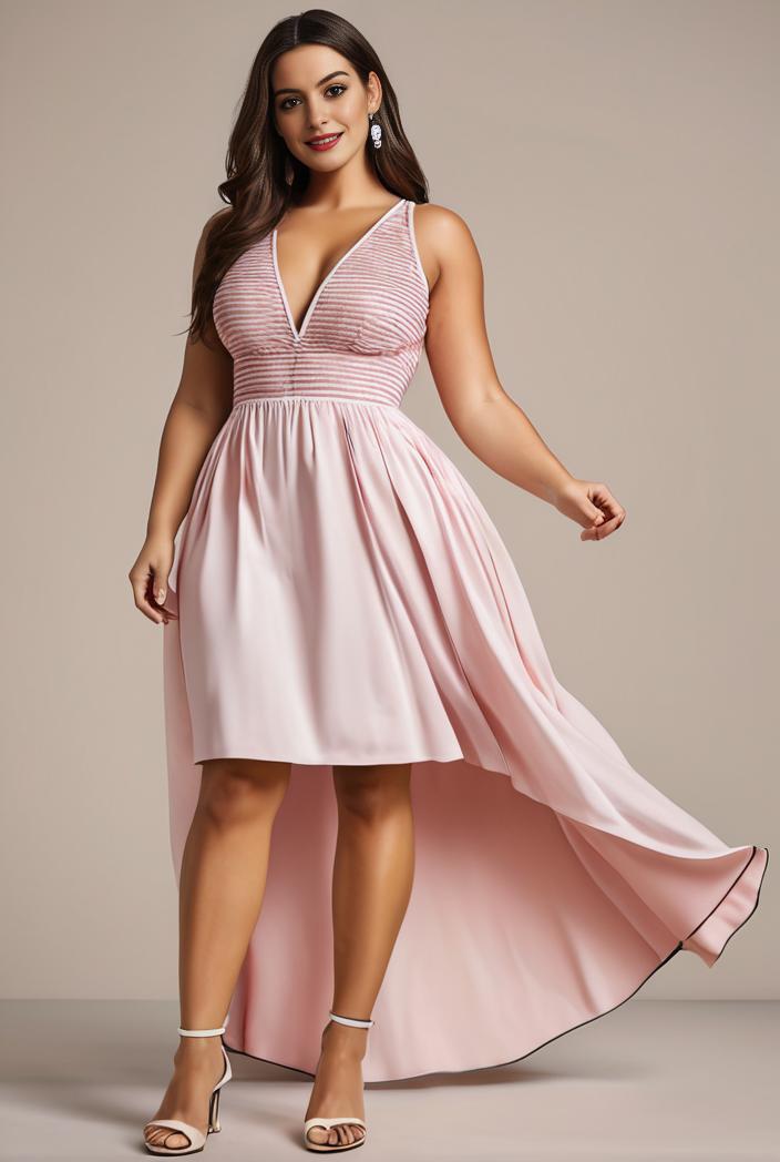plus size sequin high low deep v neck tulle evening dresses 149799