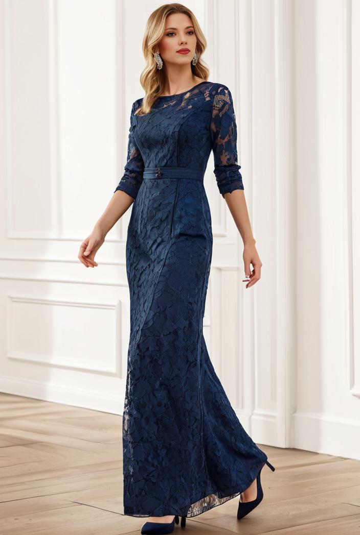 3 4 sleeve bodycon plunging back sequin evening dress 149235