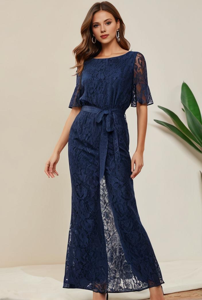 3 4 sleeve bodycon plunging back sequin evening dress 149243