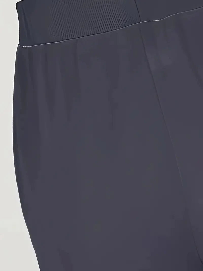 Solid Drawstring Pants, Women's Casual Long Length Trousers With Pockets