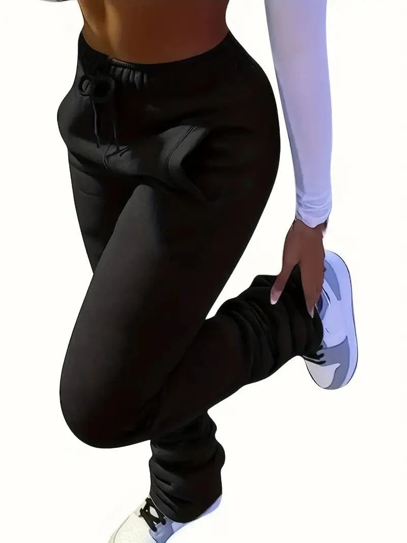 Long Drawstring Pants with Dual Pockets for Women's Fall & Winter Wear