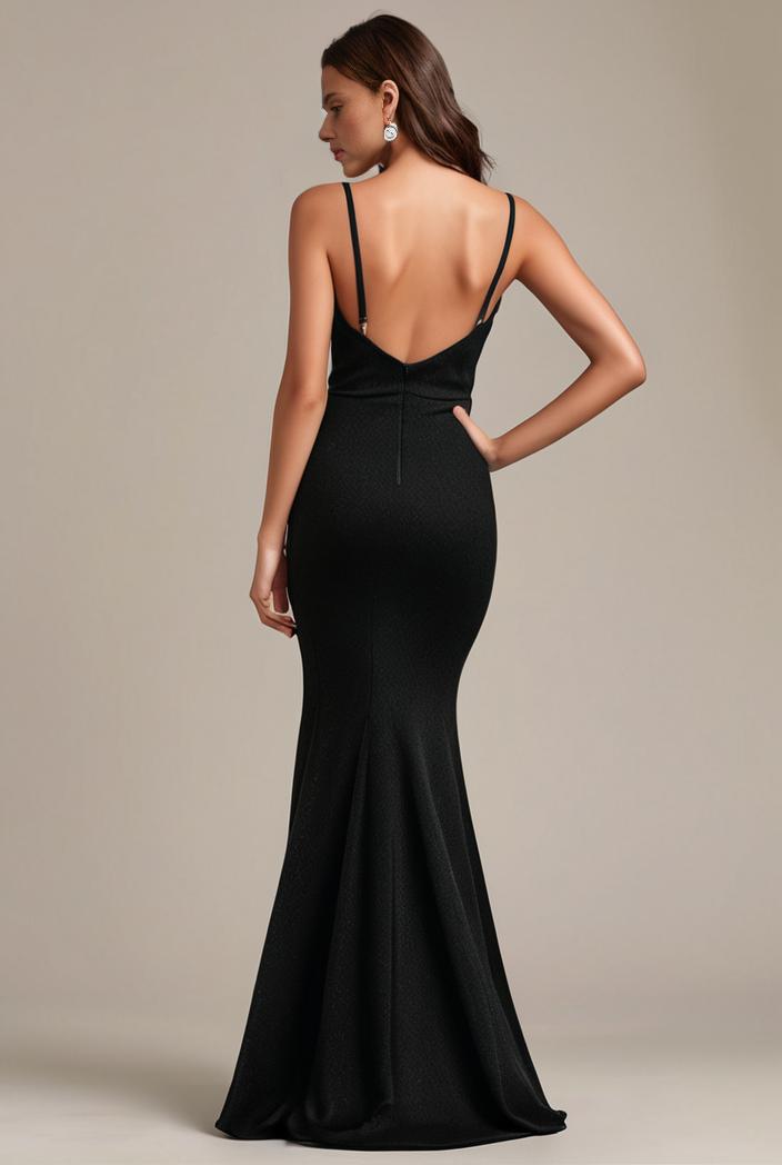 glitter spaghetti strap u veck open back bodycon stretchy evening dress 104446