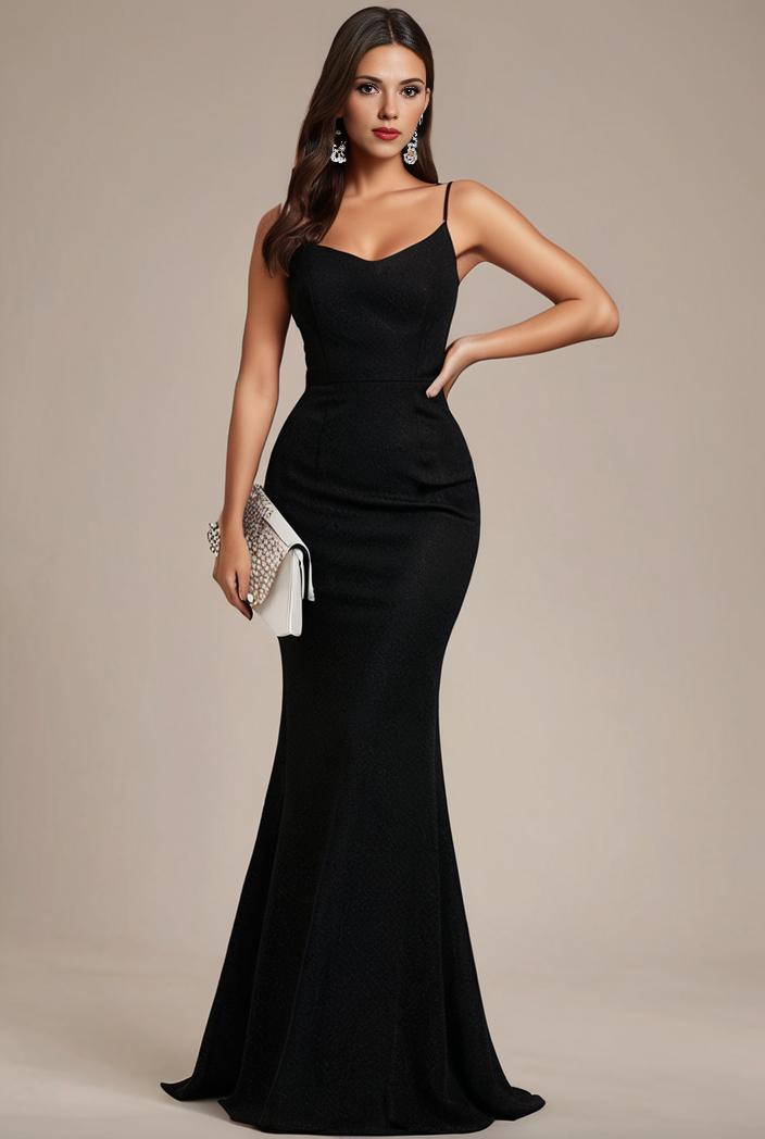 glitter spaghetti strap u veck open back bodycon stretchy evening dress 104451