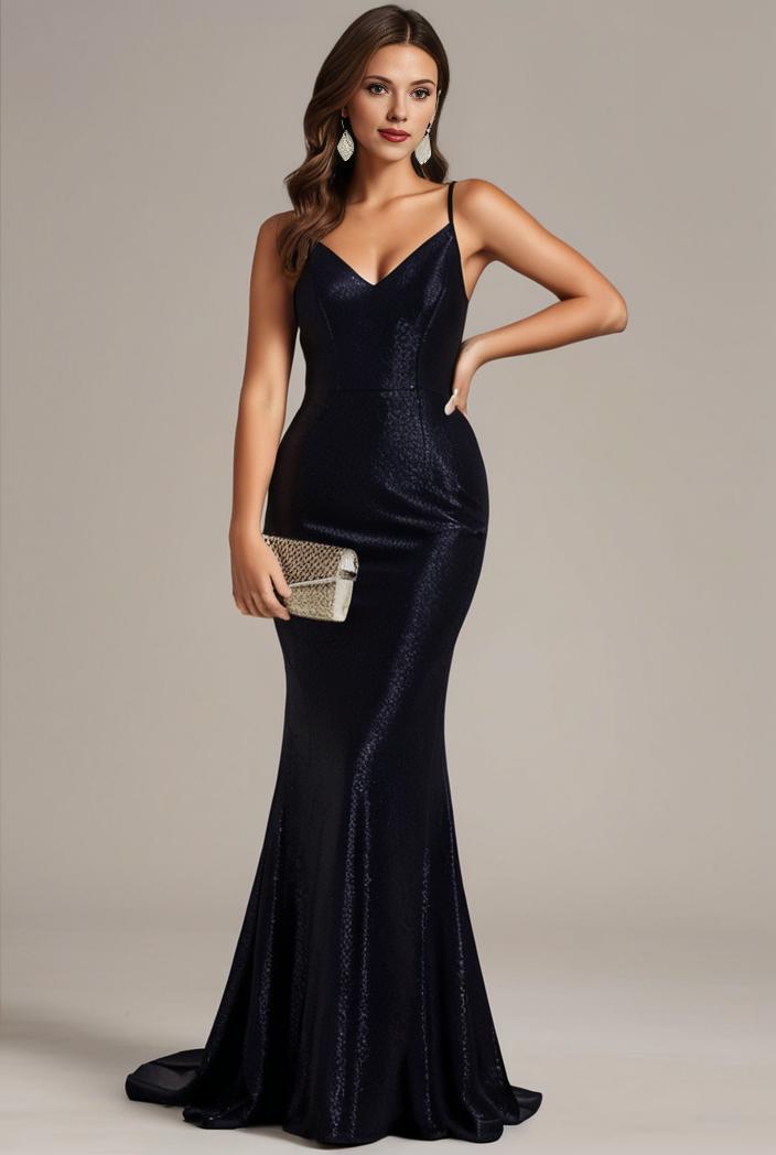 glitter spaghetti strap u veck open back bodycon stretchy evening dress 104453