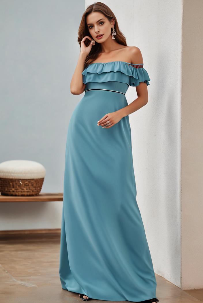 off shoulder spaghetti strap a line maternity dress 125552