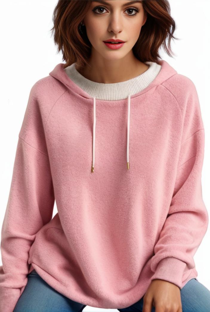 plus size casual hoodie women s plus solid ribbed long sleeve slight stretch hoodie drawstring sweatshirt 126891