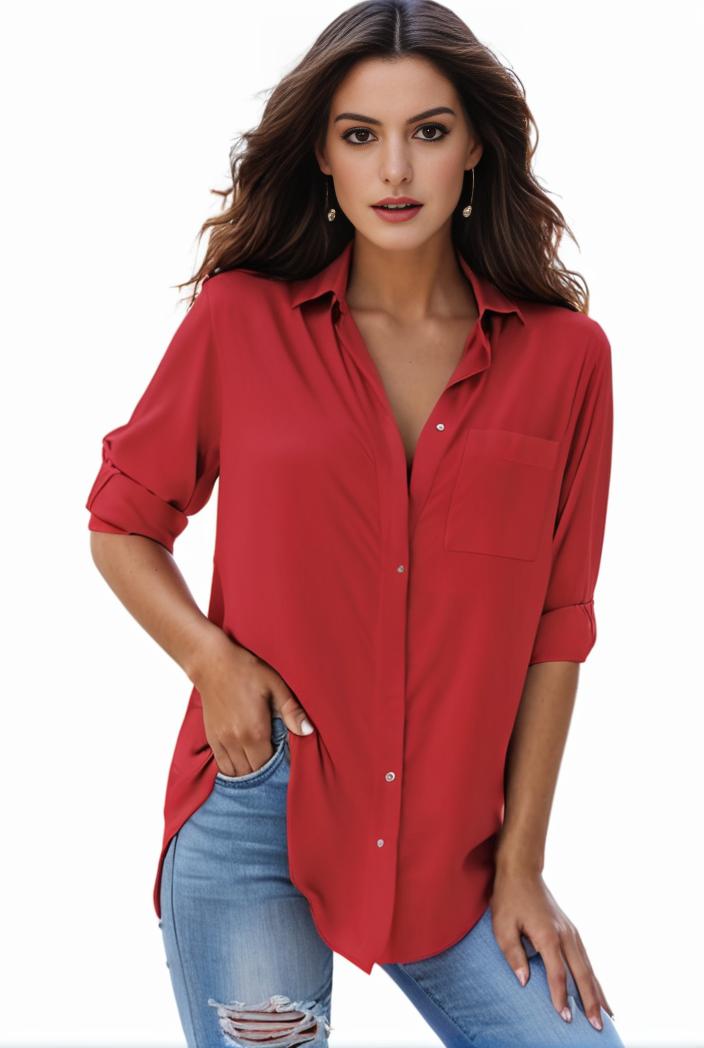 plus size formal shirt women s plus plain long sleeve turn down collar button up workwear shirt 127499