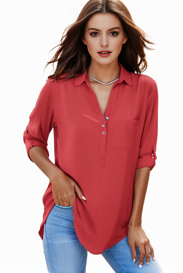 plus size formal shirt women s plus plain long sleeve turn down collar button up workwear shirt 127501