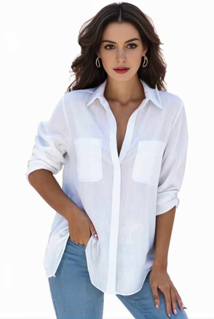 plus size formal shirt women s plus plain long sleeve turn down collar button up workwear shirt 127506