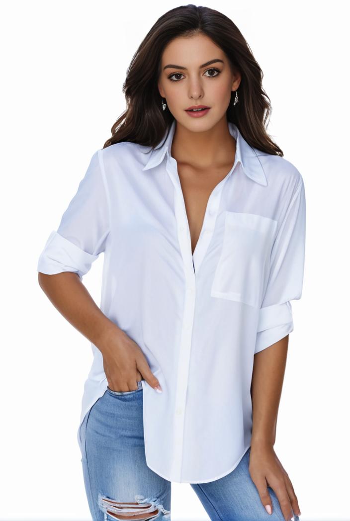 plus size formal shirt women s plus plain long sleeve turn down collar button up workwear shirt 127507