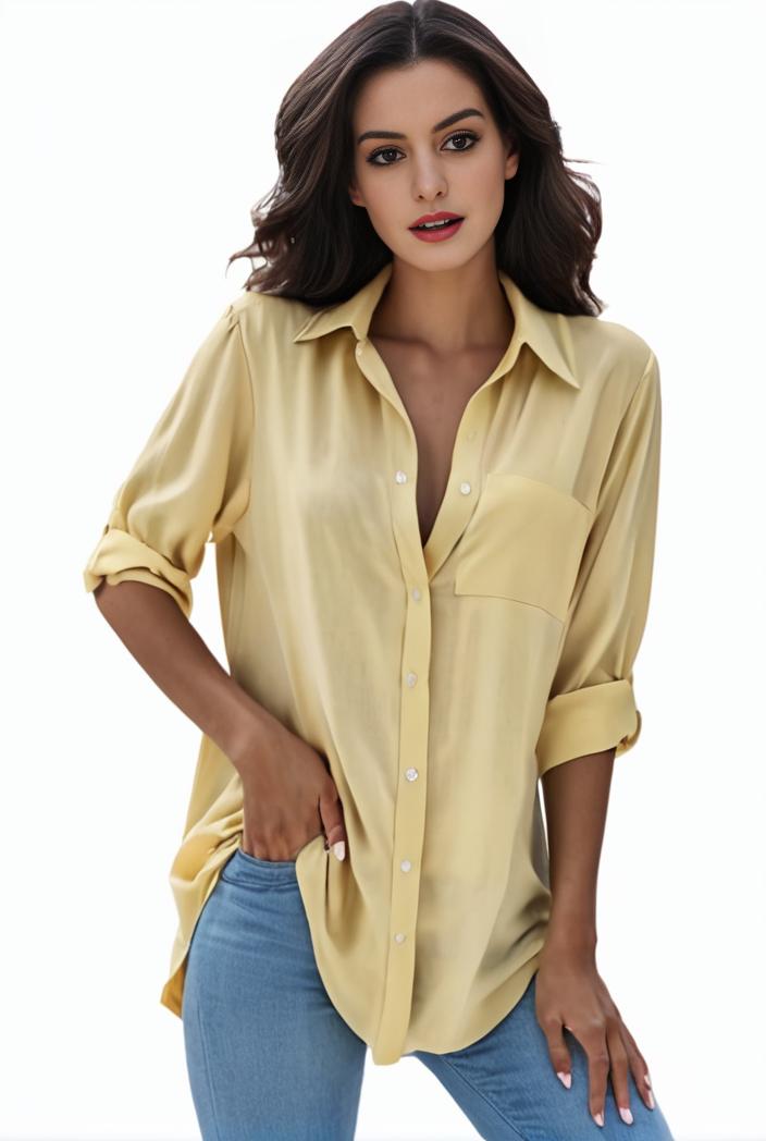 plus size formal shirt women s plus plain long sleeve turn down collar button up workwear shirt 127514